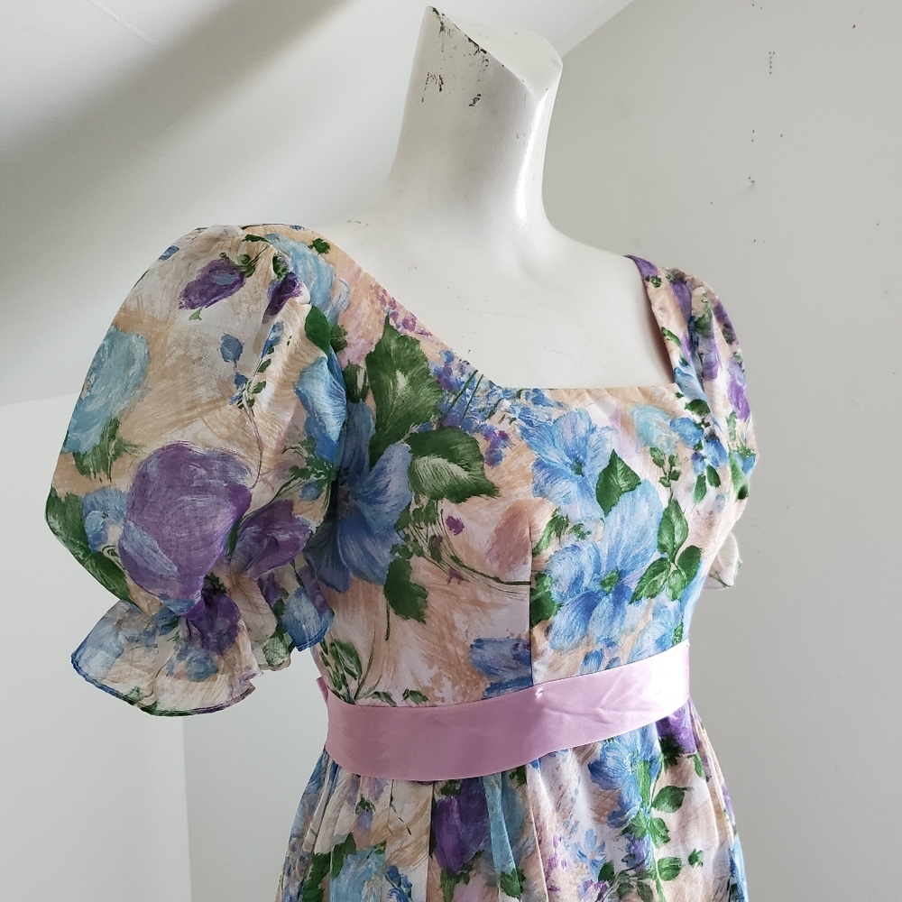 70s Vintage Floral Print Maxi Dress - Picture 3 of 12